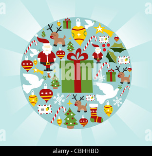 Weihnachten-Symbol im Kreis Form Hintergrund gesetzt. Vektor-Datei zur Verfügung. Stockfoto