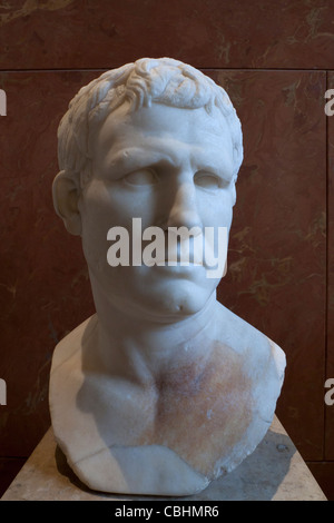 Büste des römischen Staatsmannes Marcus Vipsanius Agrippa (64/63 v. Chr. – 12 BC), Louvre-Museum, Paris, Frankreich; Herkunft: Gabii Stockfoto