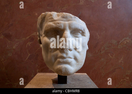 Büste des römischen Staatsmannes Marcus Vipsanius Agrippa (64/63 v. Chr. – 12 BC), Louvre-Museum, Paris, Frankreich Stockfoto