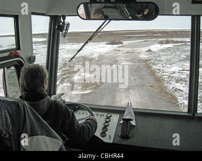 Schnee-BUGGY Fahrer in Churchill, Kanada, wobei Besucher heimische Tierwelt, vor allem Eisbären zu sehen. Foto Tony Gale Stockfoto