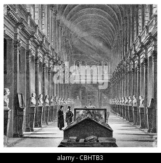 Trinity College Library Dublin Irland Book of Kells Bibliothekar Büste Büsten Statue Buch Bücher Literatur Stockfoto