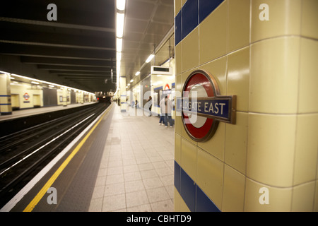 Aldgate East London unterirdisch station England Vereinigtes Königreich Großbritannien Stockfoto
