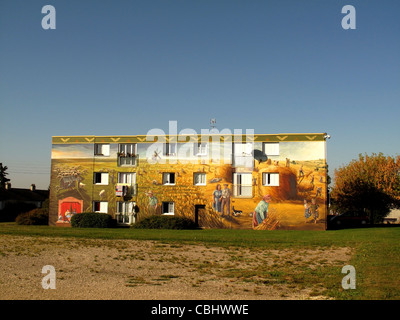 Les Fresques de Bel Air, Fresko, Trompe l ' oeil, Wand Farbe, Chartres, Eure-et-Loire, Frankreich Stockfoto