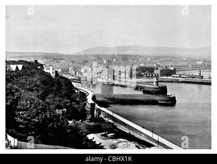 Douglas Kopf Isle Of Man Bay Harbour Snaefell Mountain Laxey Port dock Stockfoto