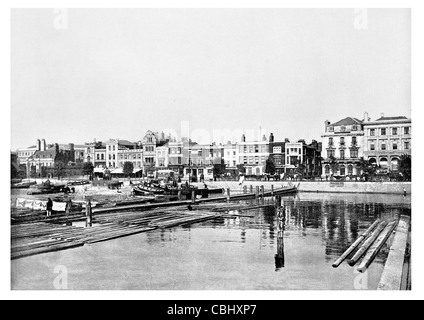 Portsmouth (Hampshire) England Marinehafen Trockendock HMS Victory große Werft Basis Royal Navy Fährhafen Fähre Hafen Holz-Holz Stockfoto