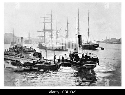 Newcastle Upon Tyne England River Tyne Schiffbau Schiff Reparatur Fähre terminal Handelsschiff Frachtschiff Schiffe Dock-Anschluss Stockfoto