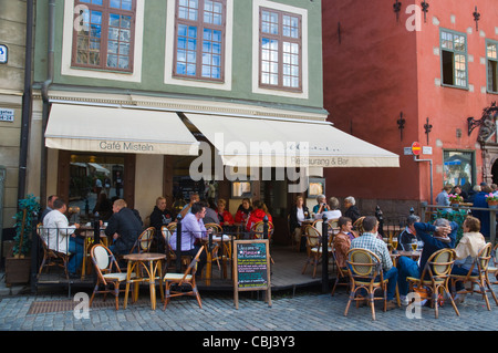 Cafe Terrasse Stortorget Platz Gamla Stan Altstadt Stockholm Schweden Europa Stockfoto