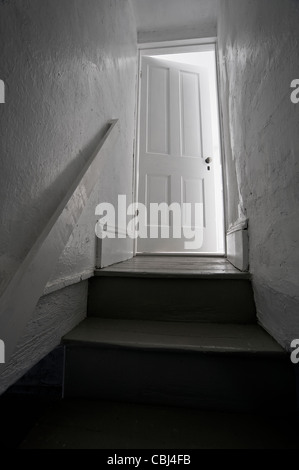 Kellertür mit Kellertreppe Stockfoto