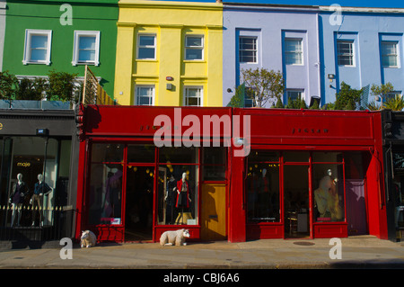 Geschäfte entlang der Westbourne Grove Street Notting Hill Bezirk London England UK Europe Stockfoto