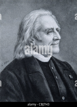 Porträt von Franz Liszt (1811-86), ungarisch geborener Pianist und Komponist. Vintage Illustration oder Gravur Stockfoto