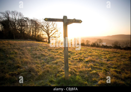 Ranmore gemeinsam mit Blick auf Dorking und Westcott in Surrey in einem Wintermorgen, Stockfoto