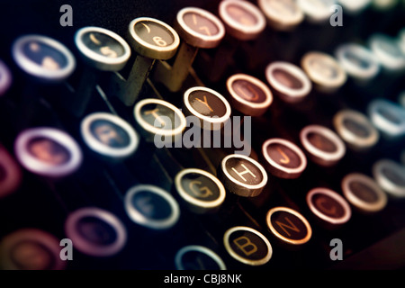 Nahaufnahme Bild einer Tastatur aus einer Vintage Schreibmaschine Stockfoto