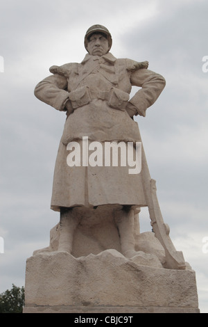 Nahaufnahme der Statue auf dem Weltkrieg ein Denkmal, in Havrincourt, Nord-Pas-de-Calais, Frankreich. Stockfoto