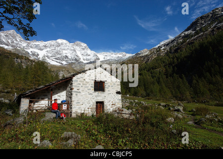 Wandern, Monte Rosa-Massiv, Alagna Valsesia, Piemont, Italien Stockfoto