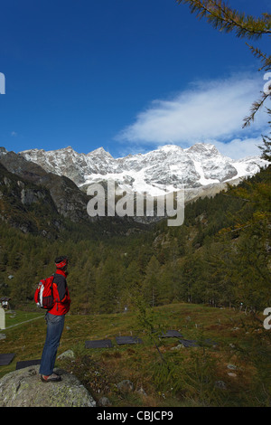 Wandern, Monte Rosa-Massiv, Alagna Valsesia, Piemont, Italien Stockfoto