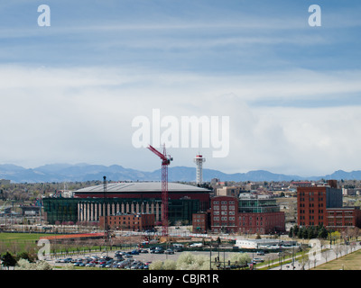 Pepsi Center Blick aus der Innenstadt in Denver, Colorado. Stockfoto