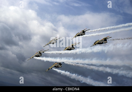 Saab 105 Jet Trainer der schwedischen Luftwaffe Anzeige Mannschaft, Team 60. Stockfoto