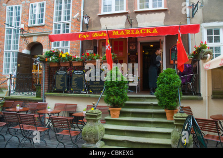 Cafe Bistro außen entlang Ulica Mariacka Street Glowne Miasto der Stadt Danzig-Warschau-Polen-Europa Stockfoto