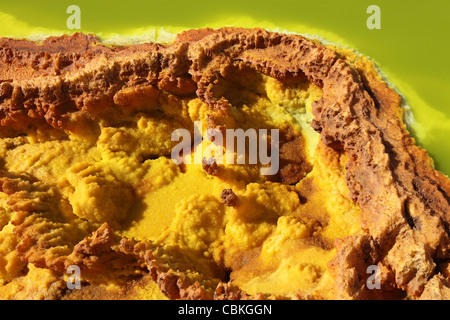 27. Januar 2011 - Dallol geothermische Gebiet, Kalium Salzlagerstätten durch gebildet Sole-Thermalbad, Danakil-Senke, Äthiopien. Stockfoto