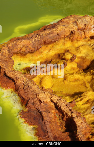 27. Januar 2011 - Dallol geothermische Gebiet, Kalium Salzlagerstätten durch gebildet Sole-Thermalbad, Danakil-Senke, Äthiopien. Stockfoto