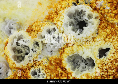 Dallol geothermische Gebiet, Sole Fumarolen an Kalium Salzlagerstätten durch gebildet heiße Quellen, Danakil-Senke, Äthiopien. Stockfoto