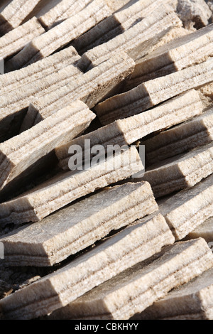 11. Februar 2008 - geernteten Platten weitgehend Halit Salz, Salz See, Danakil-Senke, Äthiopien. Stockfoto
