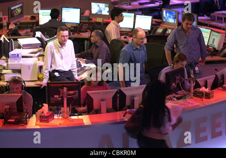 Die Szene im Newsroom der Al Jazeera English in Doha. Stockfoto