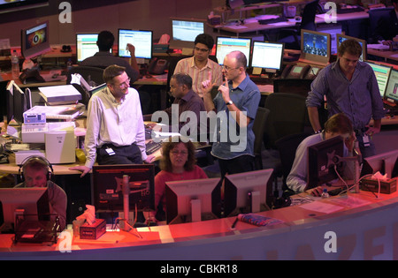 Die Szene im Newsroom der Al Jazeera English in Doha. Stockfoto