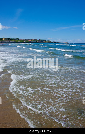 Blick auf die Bucht von Banff, Banff Hafen, Moray Firth, Aberdeenshire, Schottland Stockfoto