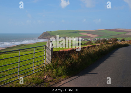 Blick nach Norden auf St Bees. Kopf, in der Nähe von Whitehaven, Cumbria, England Stockfoto