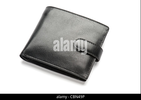 Ein Portemonnaie aus schwarzem Leder, close-up Stockfoto