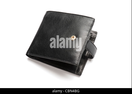 Ein Portemonnaie aus schwarzem Leder, close-up Stockfoto