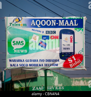 Telekommunikations-Unternehmen Telesom Werbung Plakatwand In Hargeisa Somaliland Stockfoto