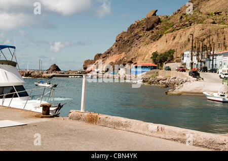 der Hafen am Fort Bay Harbor unten Saba niederländische Niederlande Antillen Stockfoto