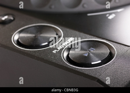 Play und stop Tasten auf Dj-Cd-Player, closeup Stockfoto