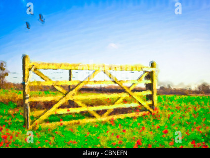 Eine strukturierte schöne Sommer-Szene in digitales Aquarell RELEASE zur Verfügung gestellt für Kunstwerke Stockfoto