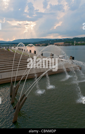 Tennessee, Chattanooga, Tennessee River, Ross ist Park Brunnen landen. Stockfoto