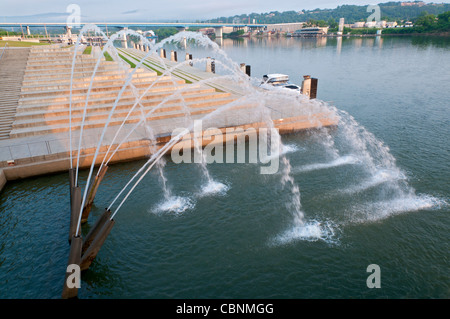 Tennessee, Chattanooga, Tennessee River, Ross ist Park Brunnen landen. Stockfoto