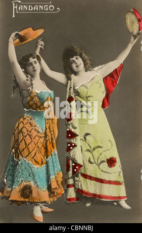 Zwei Frauen Fandango Tänzer im Theater Kostüme Stockfoto