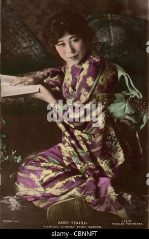 Japanische Schauspielerin Aoki Tsuru in Kimono Stockfoto