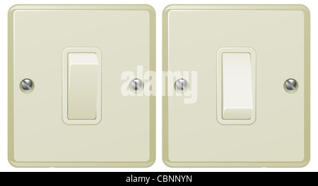 Illustrationen von einem Licht zu wechseln, der ein- und Ausschalten Positionen Stockfoto