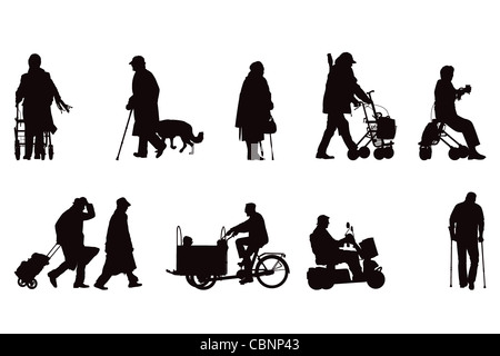 Senior-Silhouetten Stockfoto