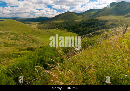 Hügelige Landschaft in der Parc Naturel Régional des Vulkane d ' Auvergne, Frankreich Stockfoto