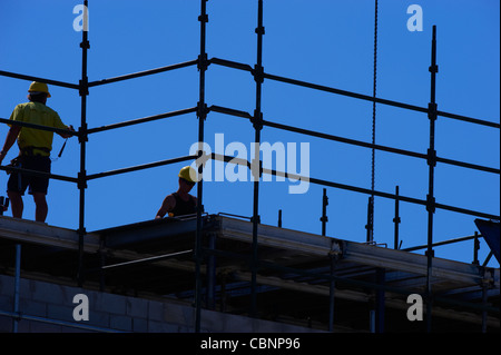 Bauarbeiter auf der Baustelle Stockfoto