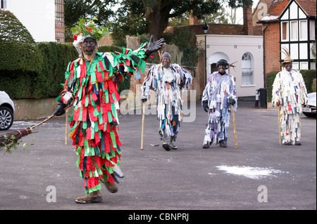 Odiham Mummers Boxing Day Leistung, Odiham, Hampshire, England Stockfoto