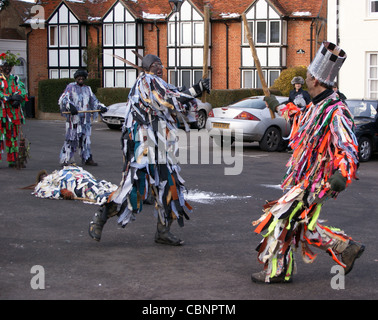 Odiham Mummers Boxing Day Leistung, Odiham, Hampshire, England Stockfoto