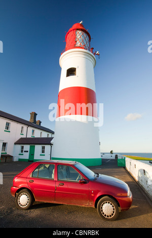 Souter Leuchtturm zwischen Sunderland und Newcastle war der erste Leuchtturm zuverlässig mit Strom versorgt werden. Stockfoto