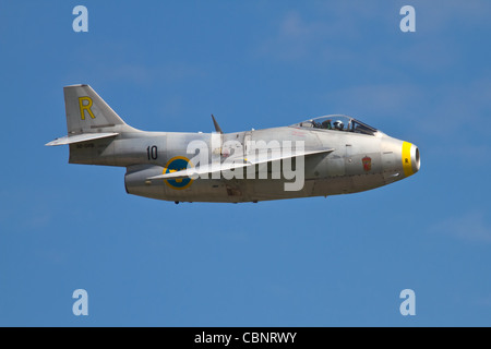 Saab J29 fliegenden Fass ist ein schwedischer Kämpfer aus den fünfziger Jahren Stockfoto