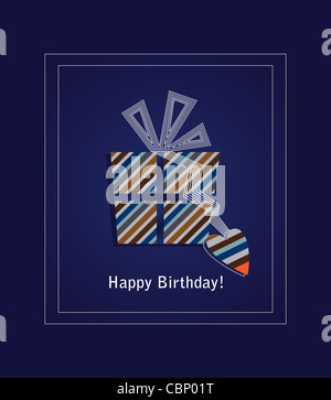 Blau, alles Gute zum Geburtstagskarte mit Geschenkbox und Herz Stockfoto