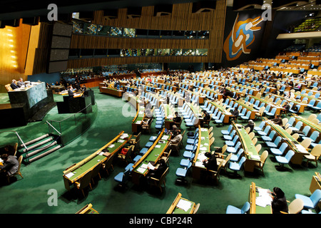 Der deutsche Außenminister Guido Westerwelle hält eine Rede bei der 2010 UN-Generalversammlung im UN-Hauptquartier in N Stockfoto